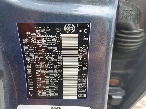 2018 TOYOTA COROLLA L/LE/SE/XLE/XSE