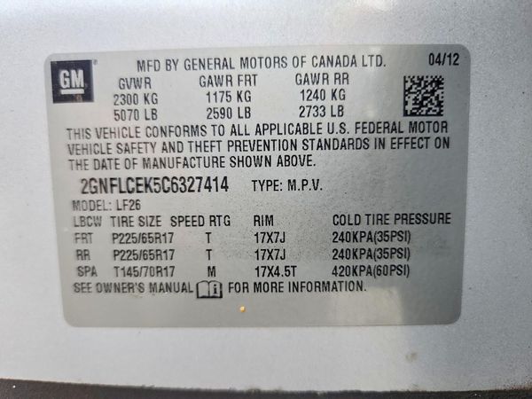 2012 CHEVROLET EQUINOX LS