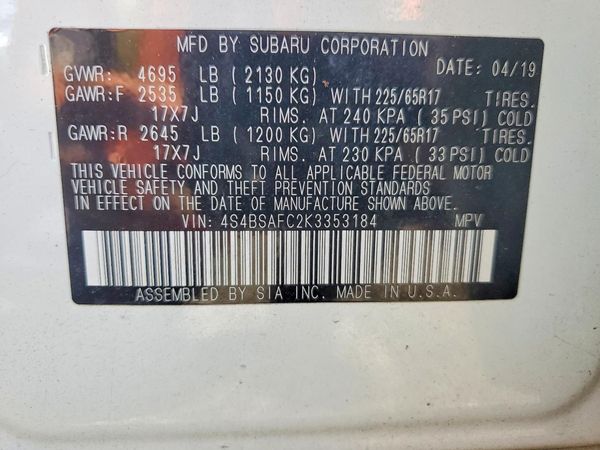 2019 SUBARU OUTBACK