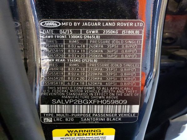 2015 LAND ROVER RANGEROVER Pure Plus