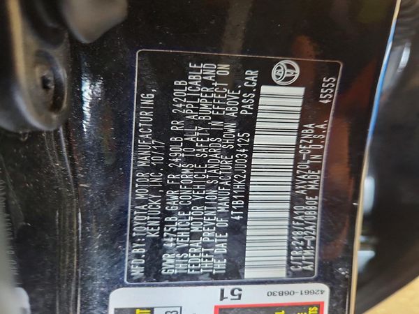 2018 TOYOTA CAMRY L/LE/SE/XLE