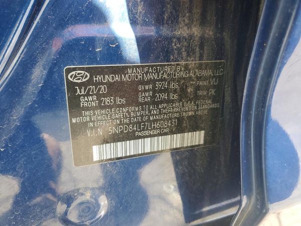 2020 HYUNDAI ELANTRA — VINS