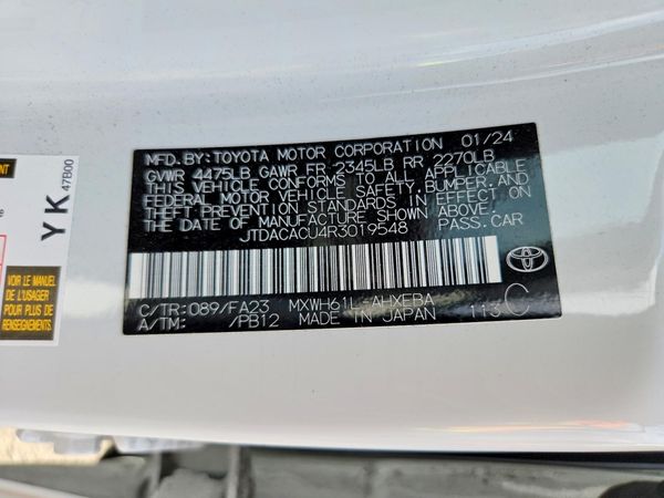 2024 TOYOTA PRIUS — VINS