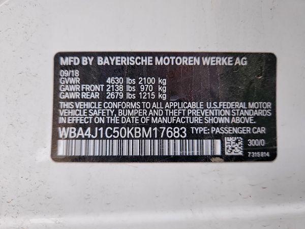 2019 BMW 430I — VINS