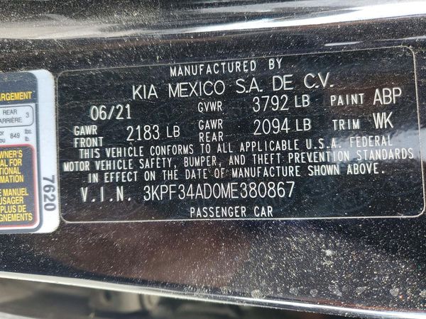 2021 KIA FORTE GT Line