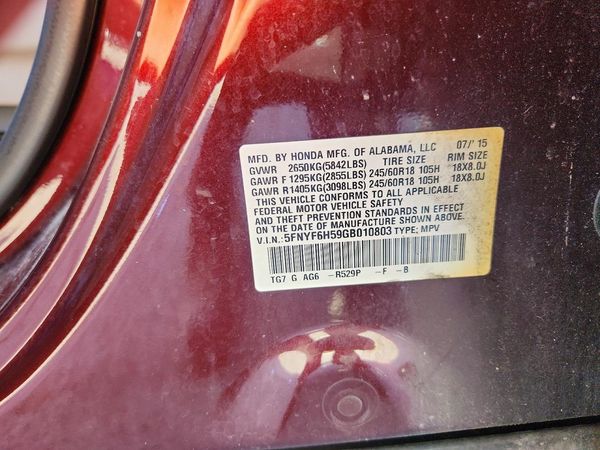 2016 HONDA PILOT EXL — VINS