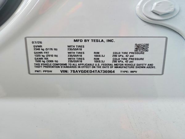 2026 TESLA MODEL Y — VINS