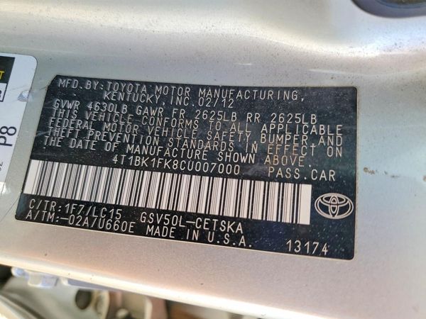 2012 TOYOTA CAMRY