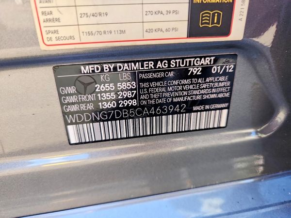 2012 MERCEDES-BENZ S S550