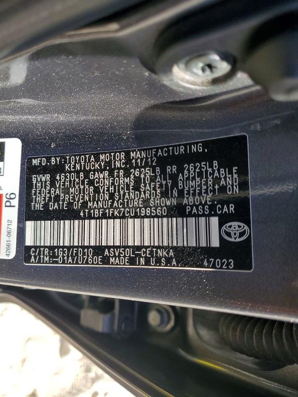 2012 TOYOTA CAMRY