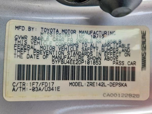2013 TOYOTA COROLLA — VINS