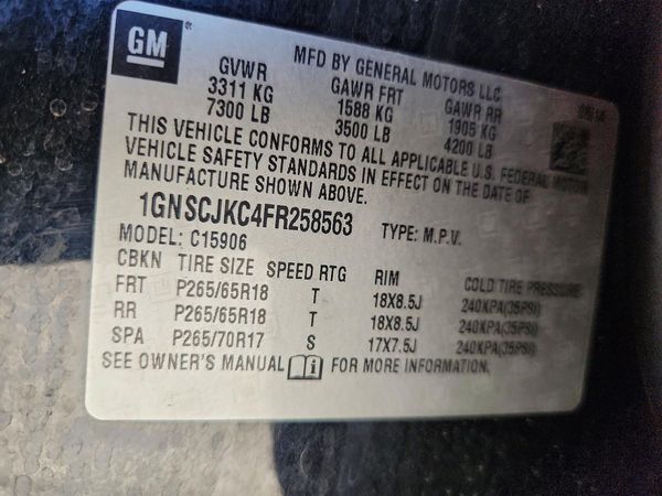 2015 CHEVROLET SUBURBAN LT — VINS