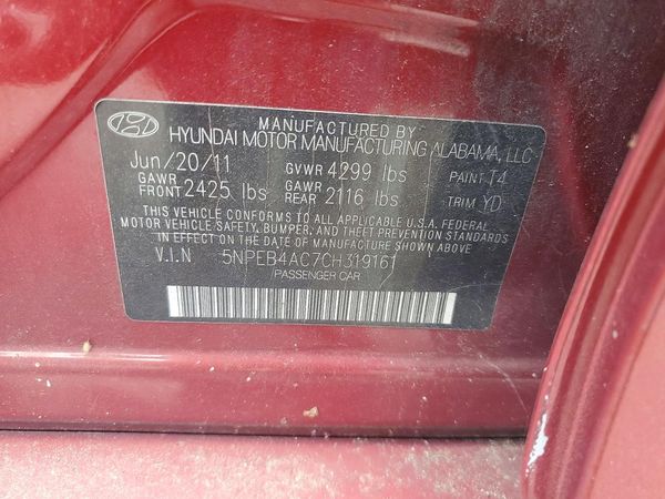 2012 HYUNDAI SONATA Middle-low level