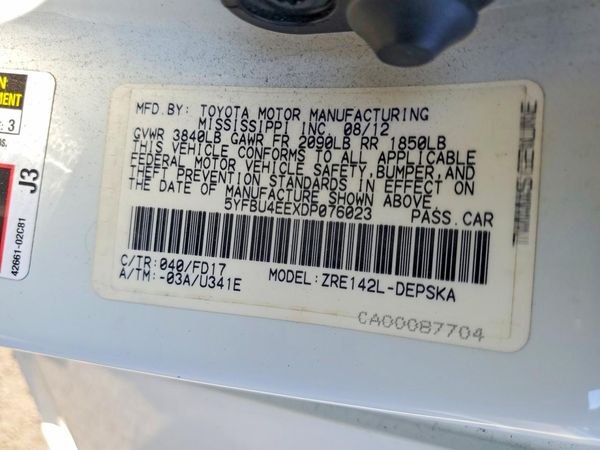 2013 TOYOTA COROLLA