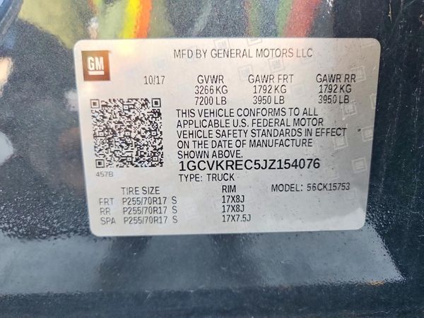 2018 CHEVROLET SILVERADO LT — VINS