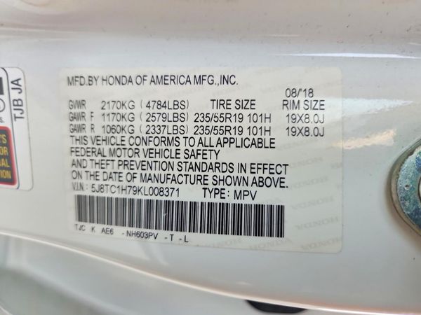 2019 ACURA RDX — VINS