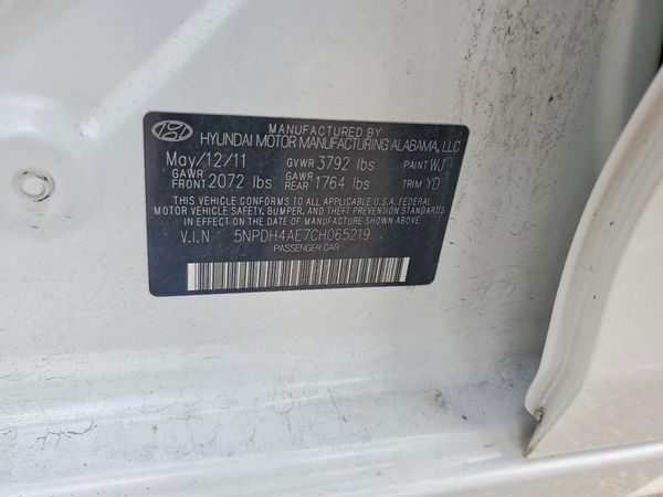 2012 HYUNDAI ELANTRA GLS(Middle grade) — VINS