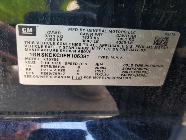 2015 CHEVROLET TAHOE LTZ