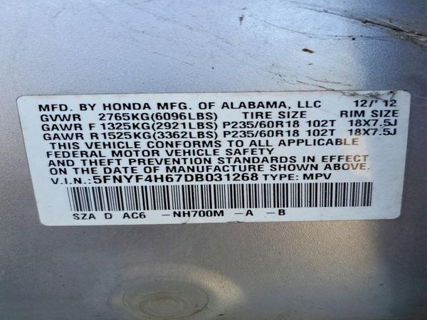 2013 HONDA PILOT EX-L with RES