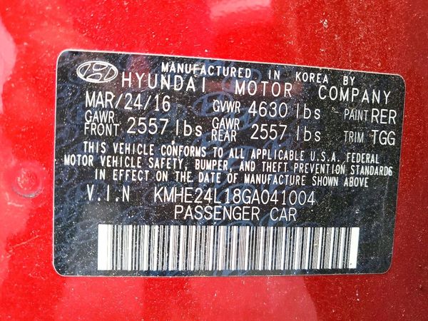 2016 HYUNDAI SONATA GL (Middle-Low) — VINS