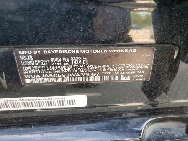 2018 BMW 530 — VINS