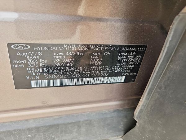 2019 HYUNDAI SANTA FE SE