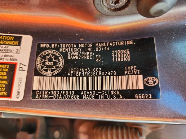 2014 TOYOTA CAMRY — VINS