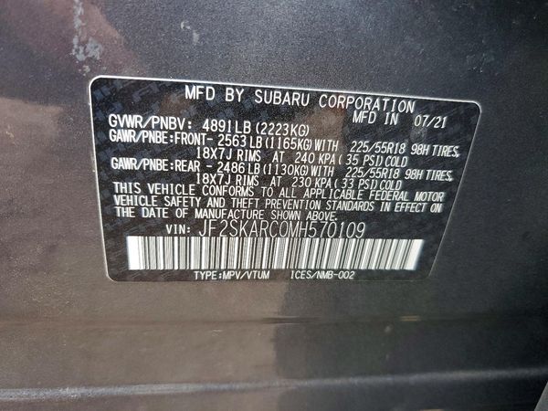 2021 SUBARU FORESTER — VINS