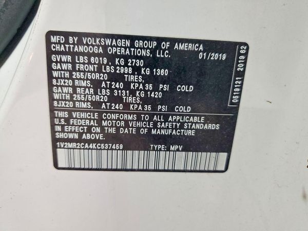 2019 VOLKSWAGEN ATLAS 4Motion SEL