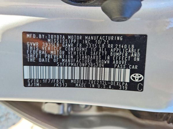 2022 TOYOTA COROLLA LE — VINS