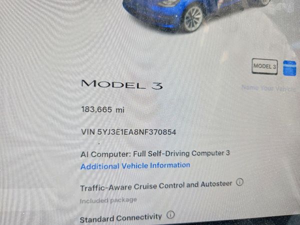 2022 TESLA MODEL 3 — ODOM