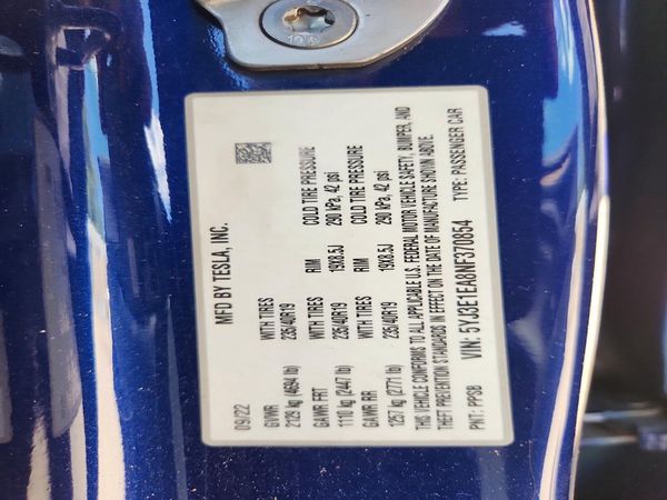 2022 TESLA MODEL 3 — VINS