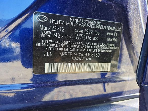 2012 HYUNDAI SONATA Middle-low level — VINS