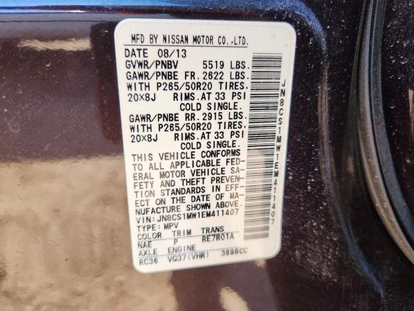 2014 INFINITI QX70 — VINS