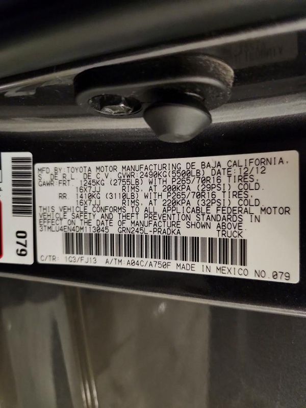 2013 TOYOTA TACOMA Delux — VINS