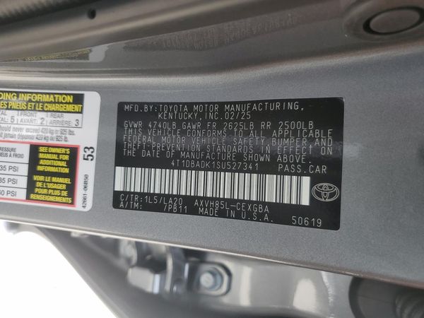 2025 TOYOTA CAMRY — VINS