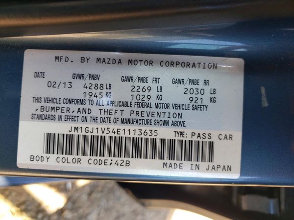 2014 MAZDA 6 Touring/Sky-D/GS — VINS