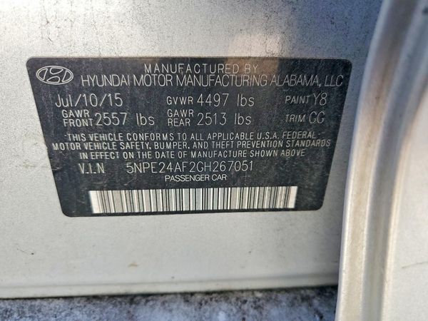 2016 HYUNDAI SONATA — VINS