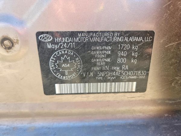 2012 HYUNDAI ELANTRA GLS(Middle grade) — VINS