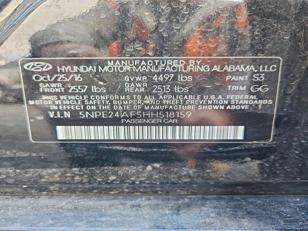 2017 HYUNDAI SONATA
