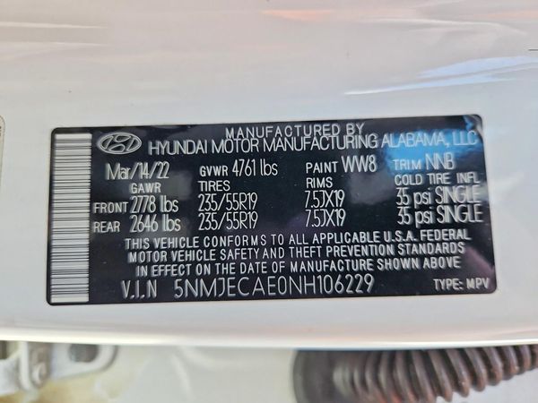 2022 HYUNDAI TUCSON Limited — VINS