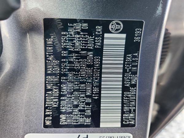 2016 TOYOTA CAMRY