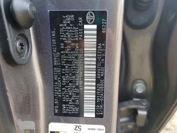 2019 TOYOTA CAMRY L/LE/SE/XLE