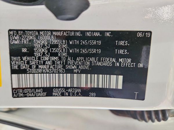 2019 TOYOTA HIGHLANDER Ltd/Ltd Platinum