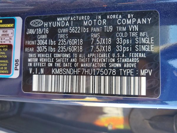 2017 HYUNDAI SANTA FE GLS