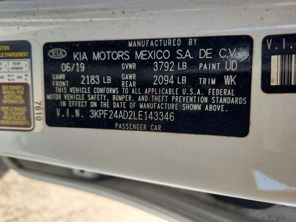 2020 KIA FORTE FE, LXS