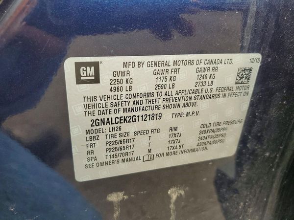 2016 CHEVROLET EQUINOX LT