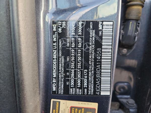 2013 MERCEDES-BENZ ML — VINS