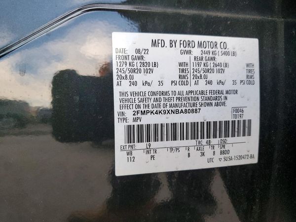 2022 FORD EDGE Titanium — VINS