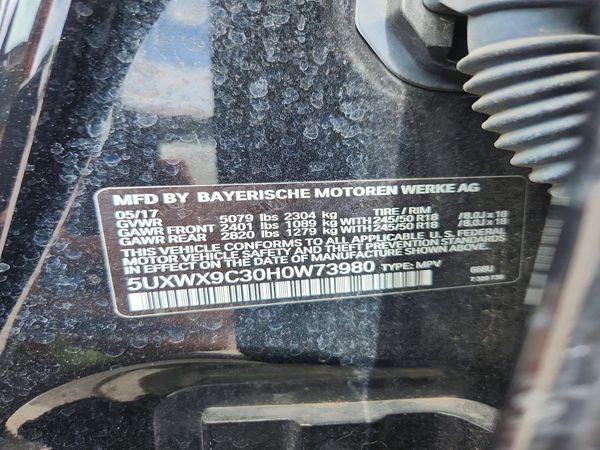 2017 BMW X3 xDrive28i — VINS